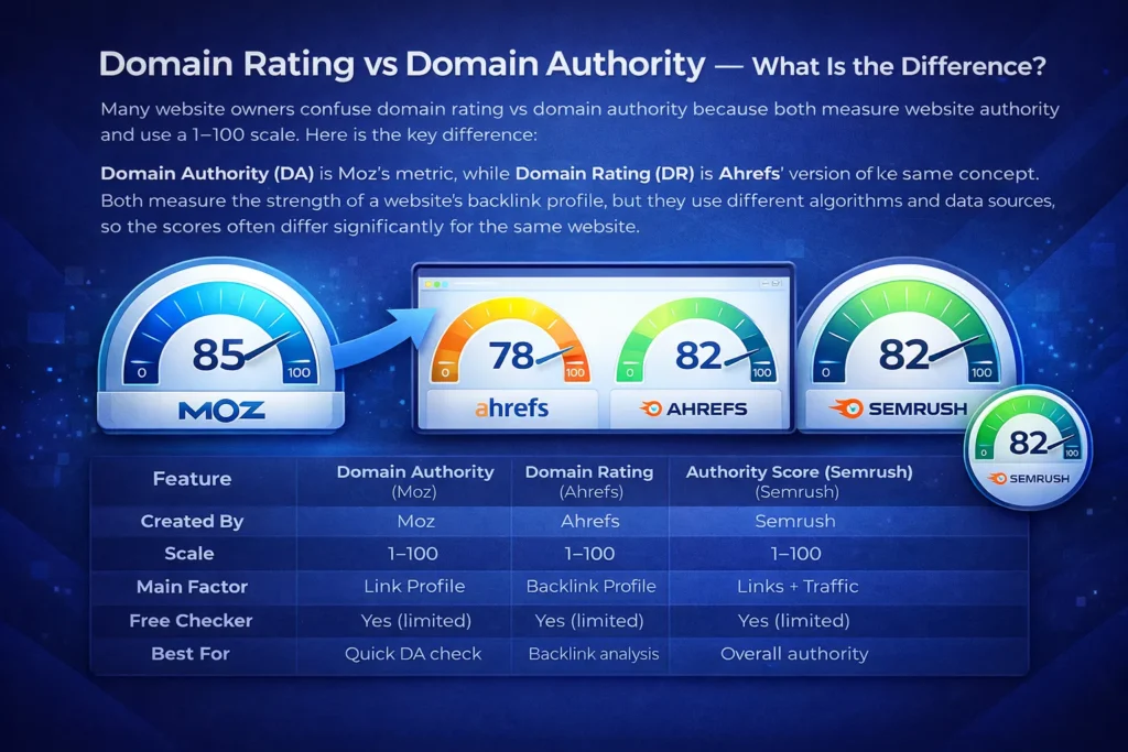 Domain Rating vs Domain Authority — What Is the Difference?