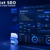 Robots.txt SEO guide — illustrated diagram showing a robots.txt file controlling which pages Googlebot can and cannot access on a website