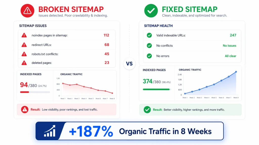 How Fixing a Sitemap Issue Recovered Indexed Pages