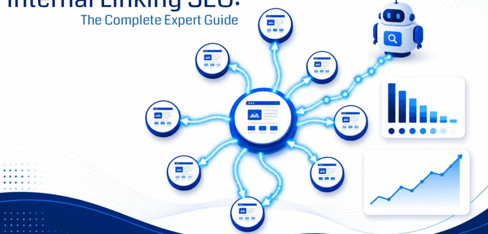 Internal linking SEO guide — website architecture diagram showing how internal links connect pages and pass link equity