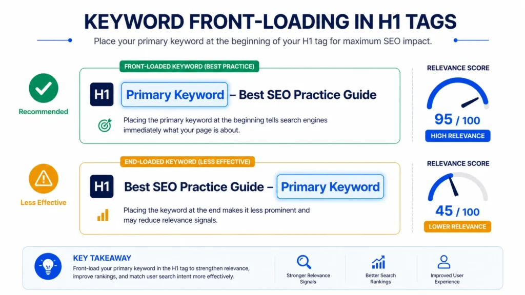 Best Position for Keyword in H1 Tag SEO